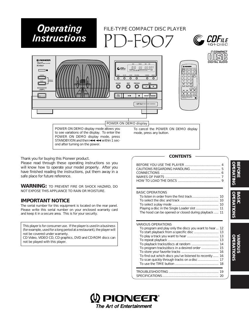 pioneer pdf 907 owners manual