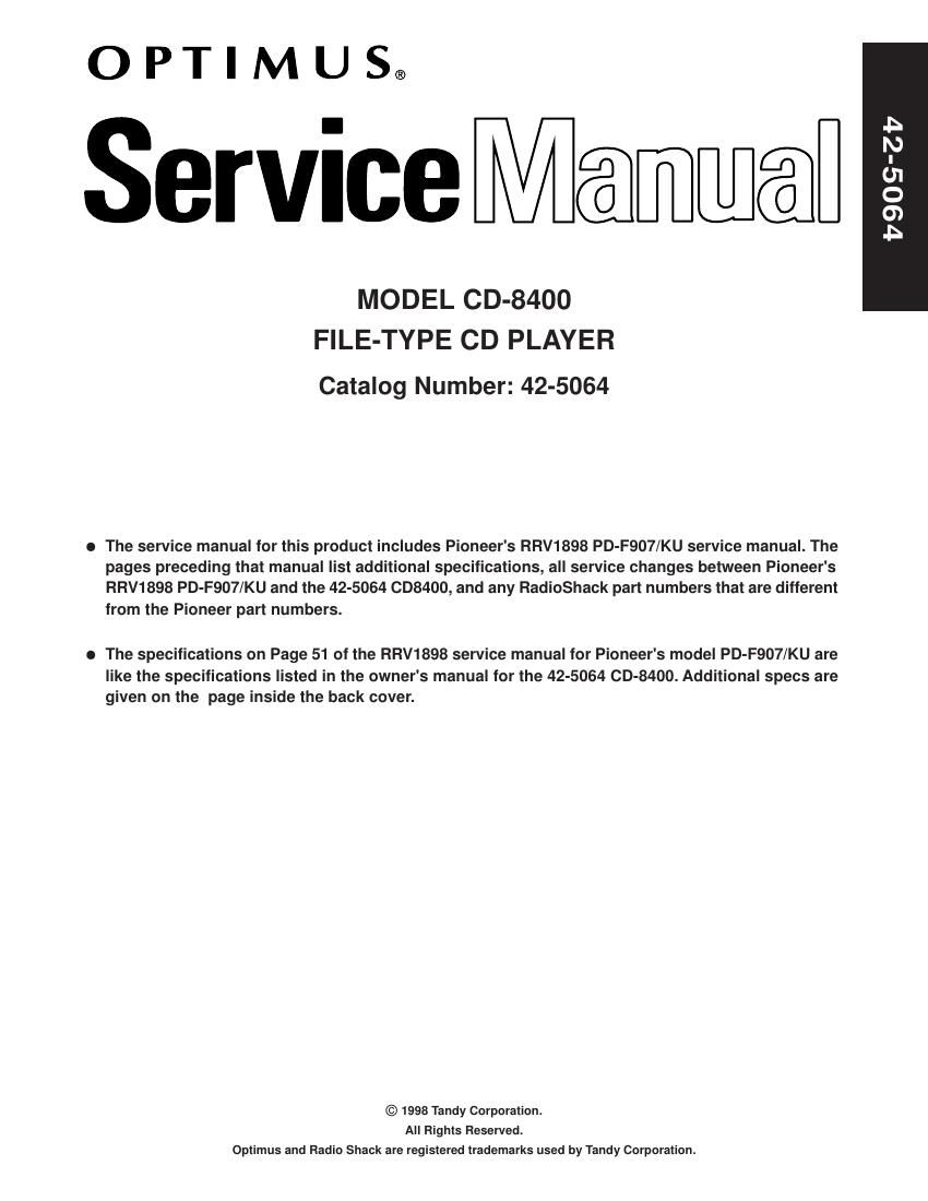 pioneer pdf 907 service manual