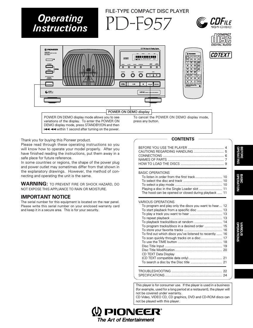 pioneer pdf 957 owners manual