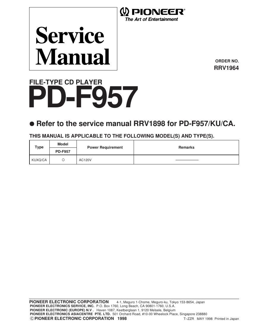 pioneer pdf 957 service manual