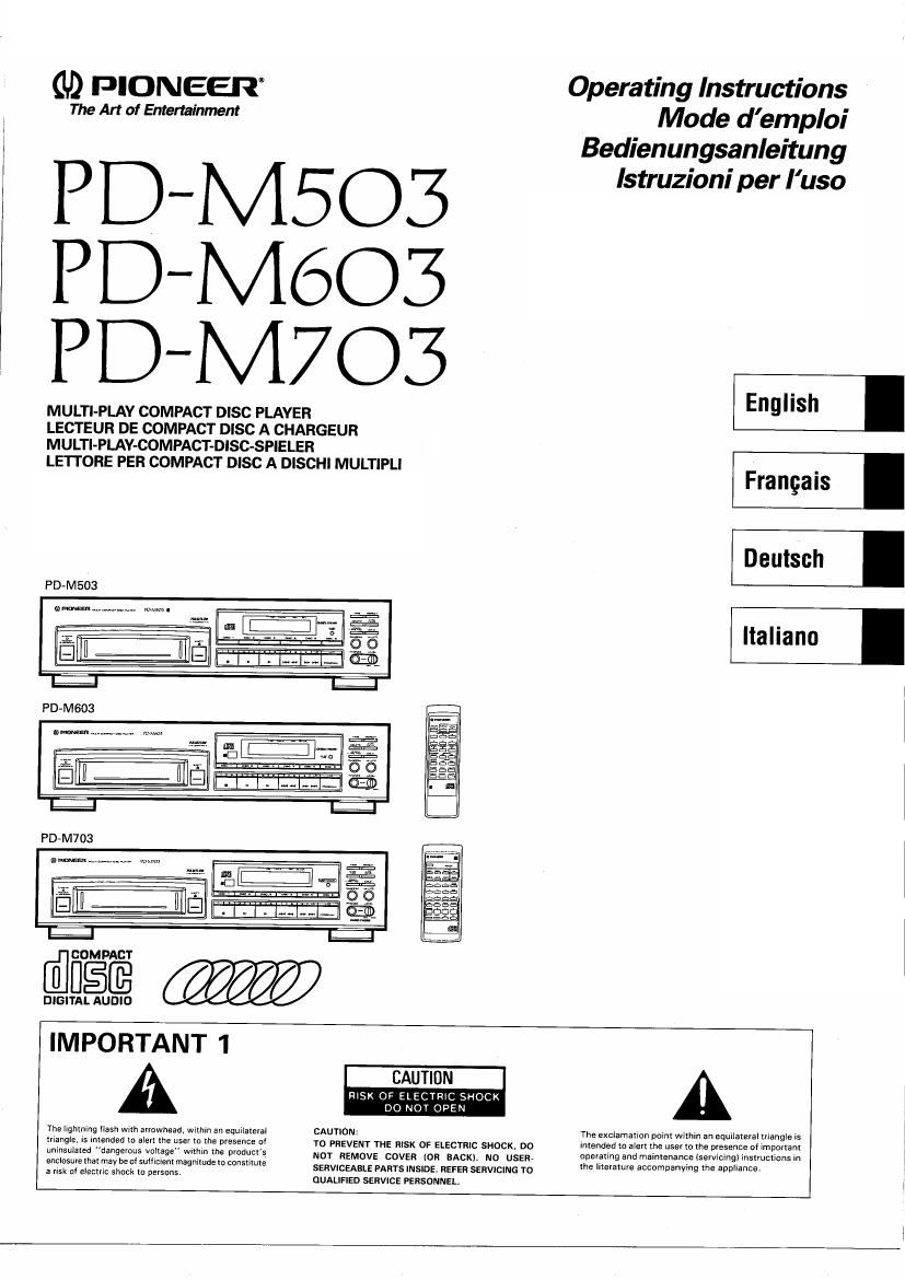 pioneer pdm 603 owners manual