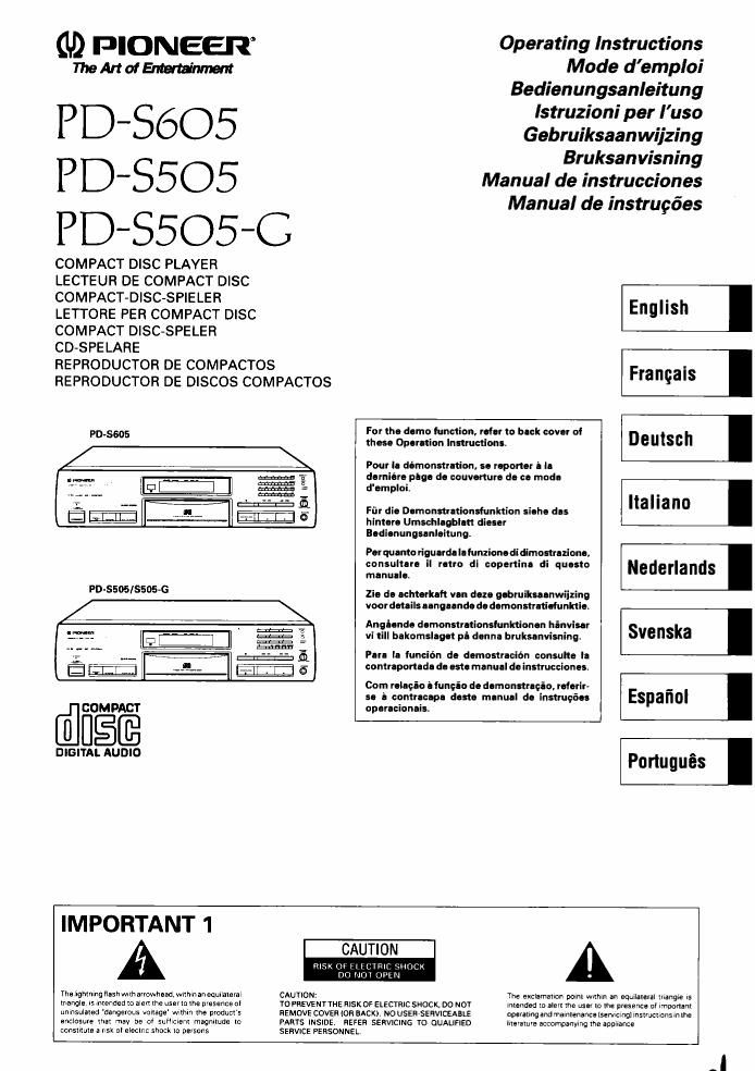 pioneer pds 505 owners manual