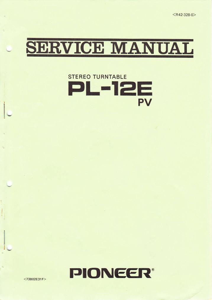 pioneer pl 12 e service manual