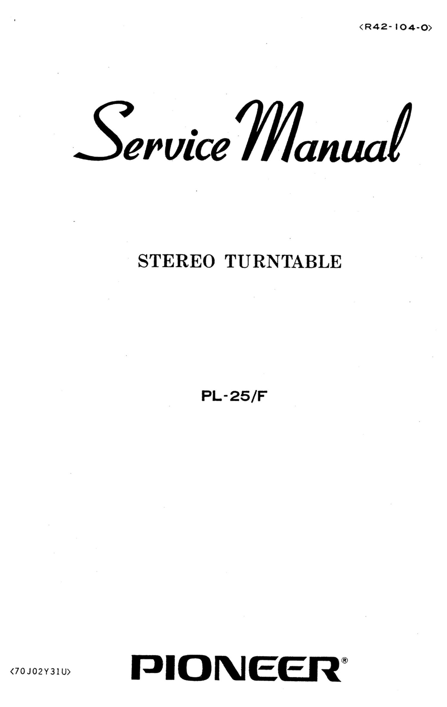 pioneer pl 25 f service manual