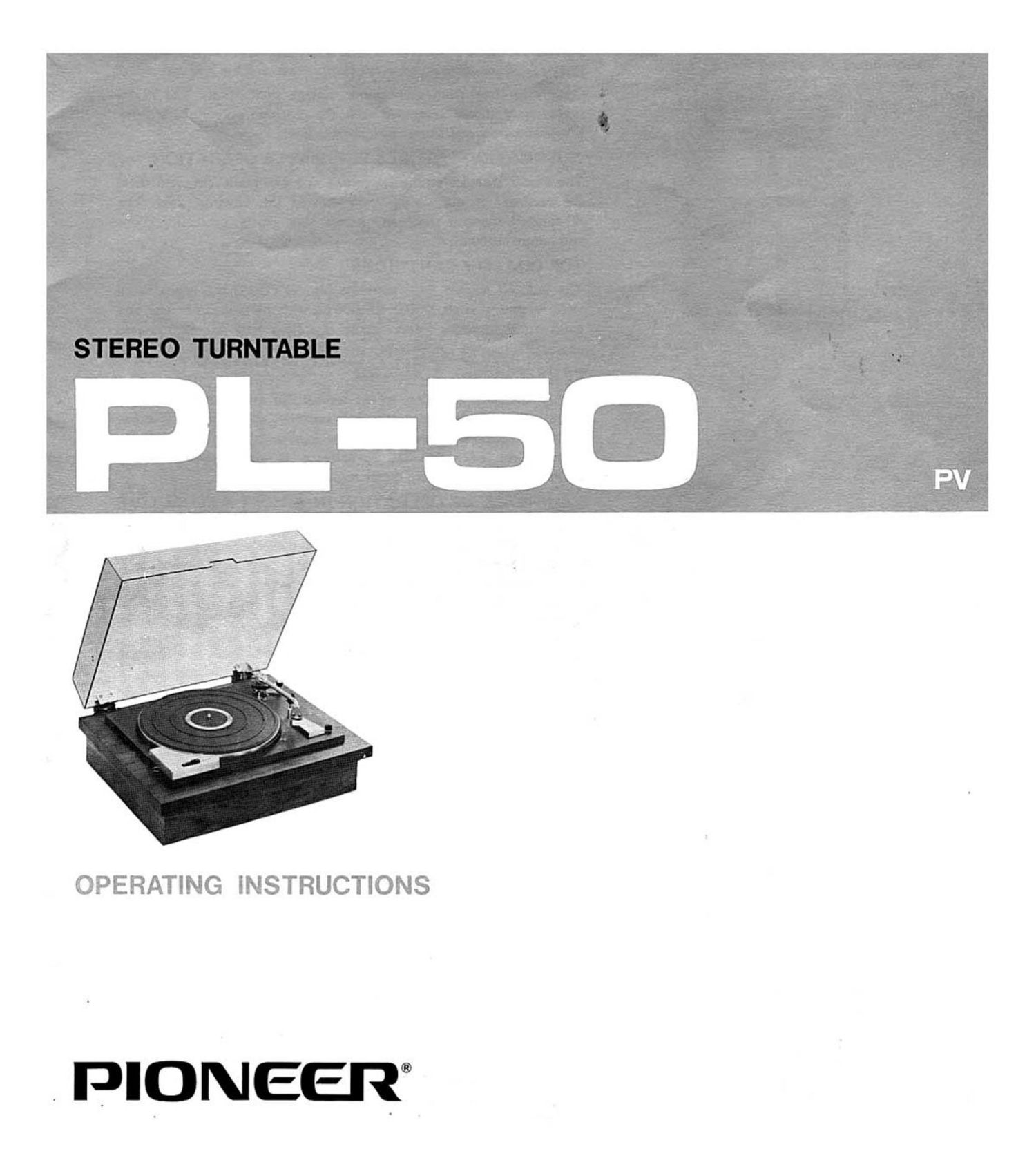 pioneer pl 50 owners manual