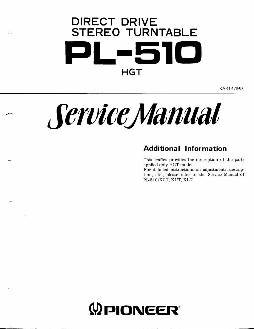 pioneer pl 510 service manual