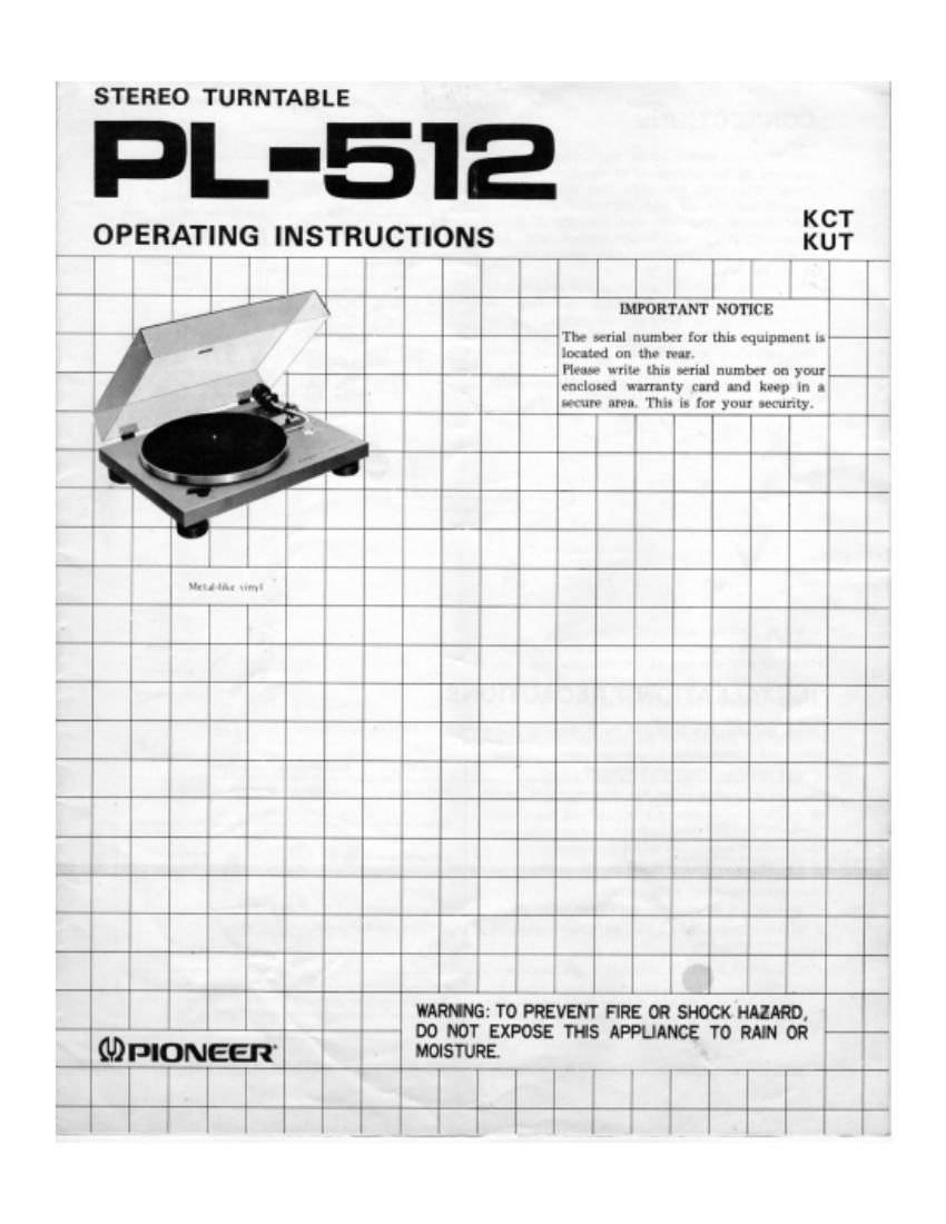 pioneer pl 512 owners manual
