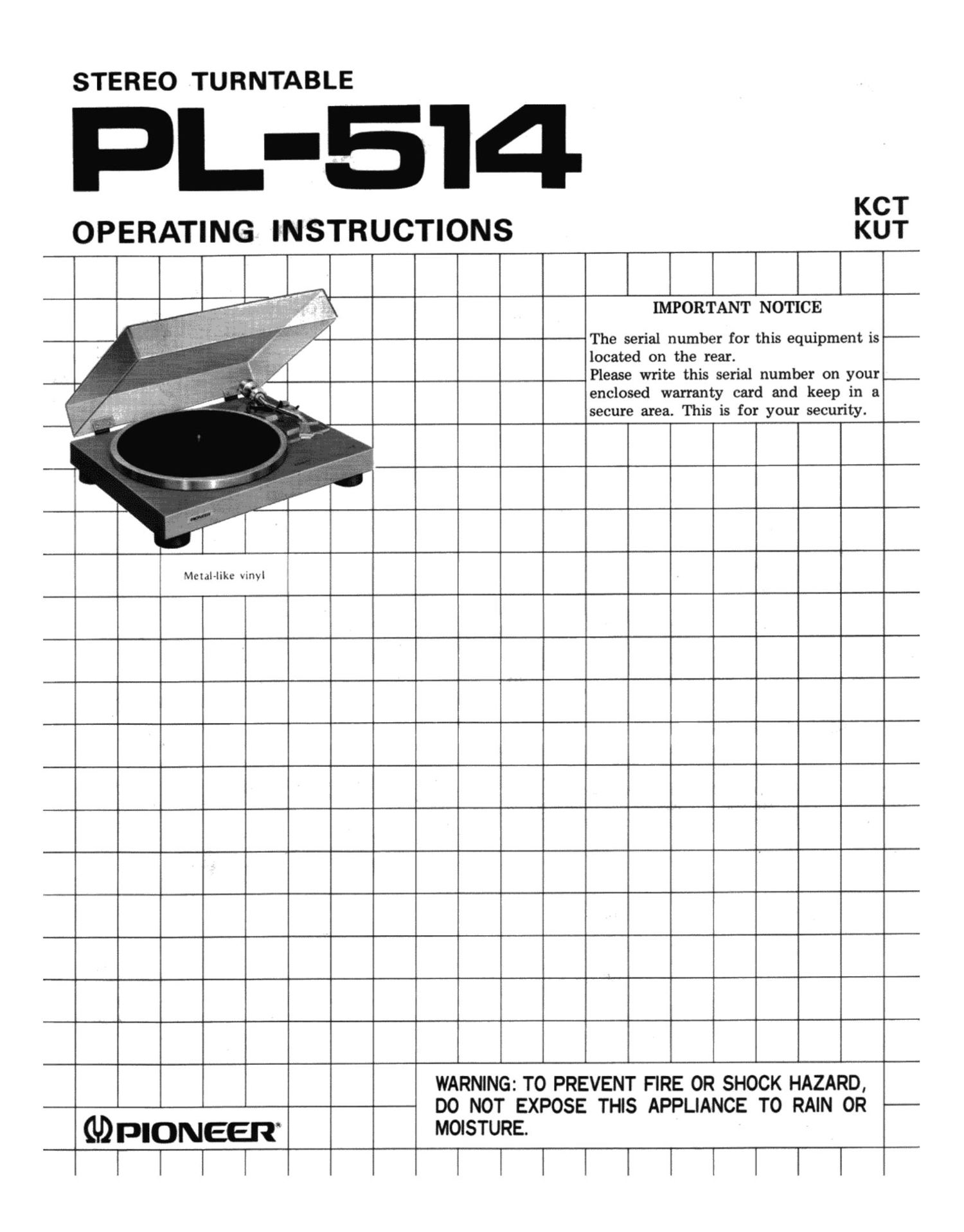 pioneer pl 514 owners manual