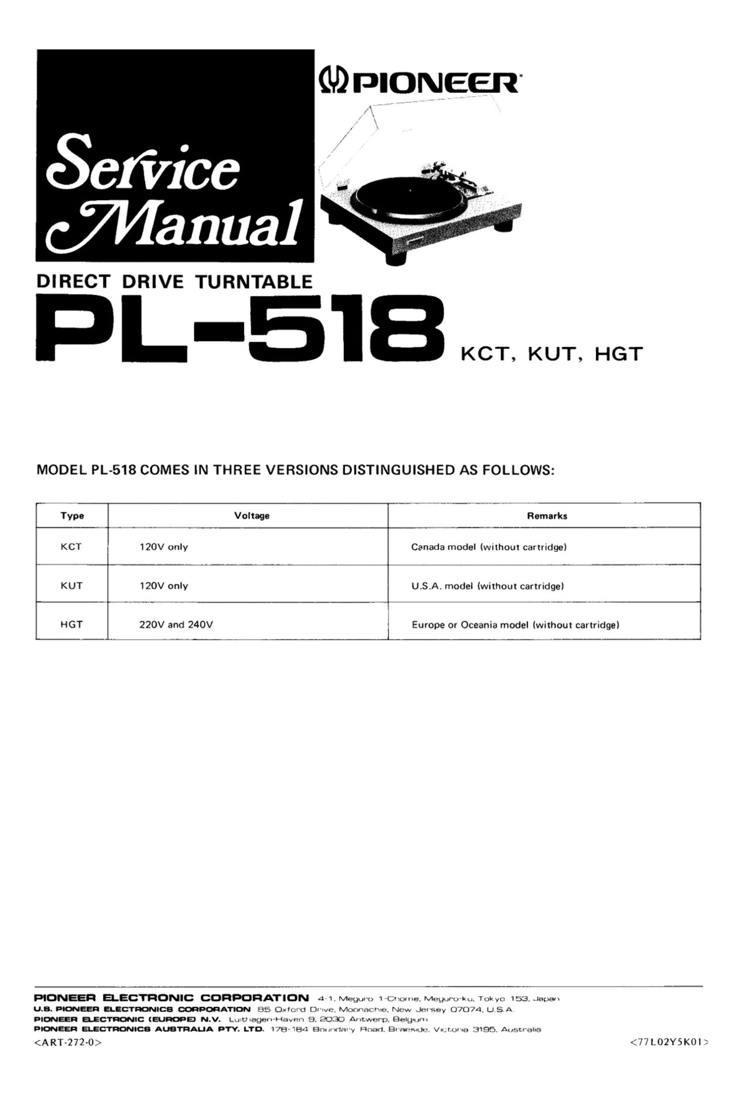 pioneer pl 518 service manual