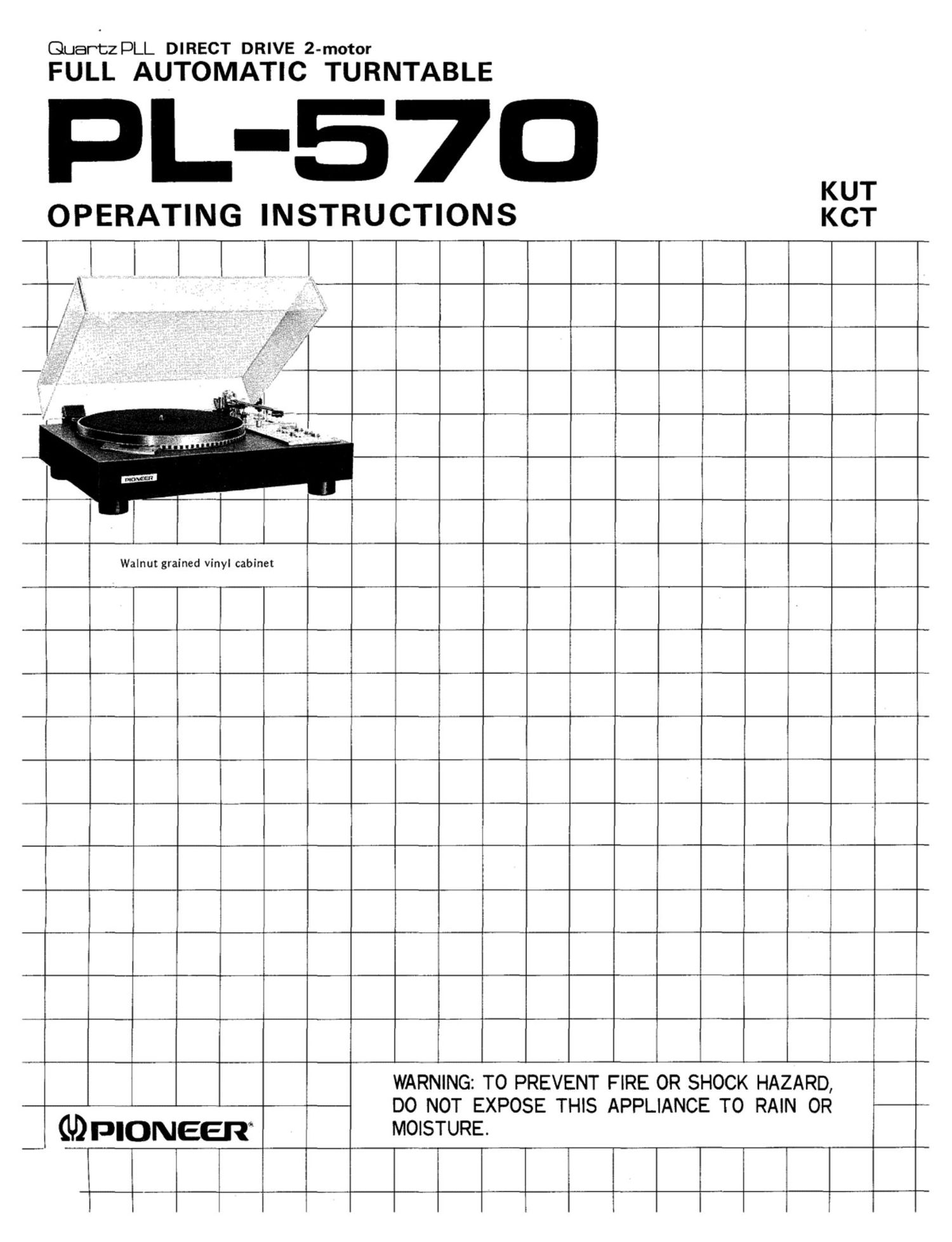 Pioneer PL-570 Turntable Owners Manual 