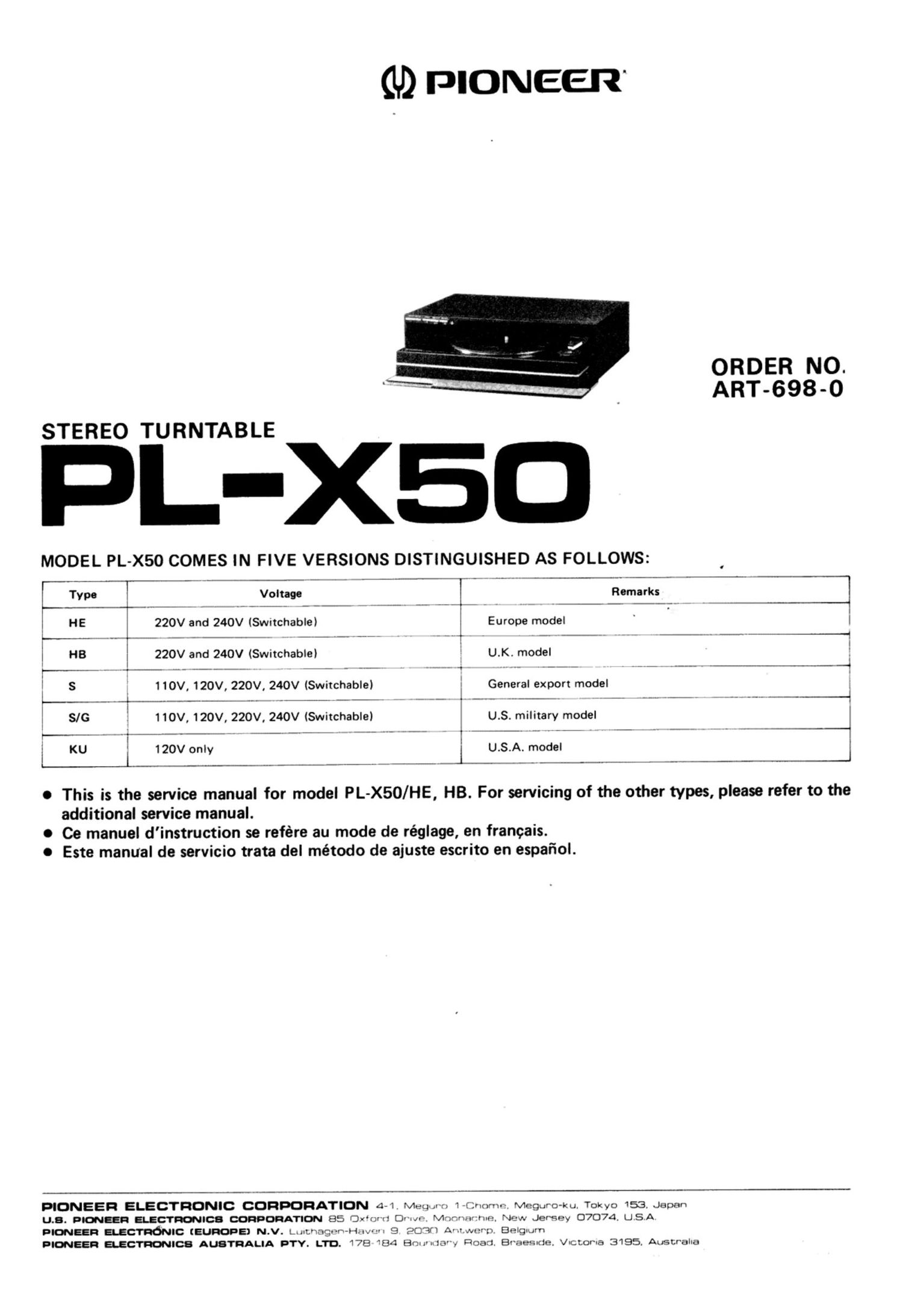 pioneer pl x 50 schematic