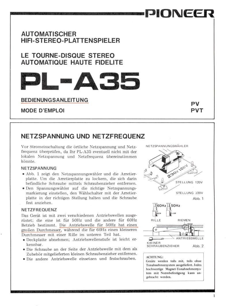 pioneer pla 35 owners manual