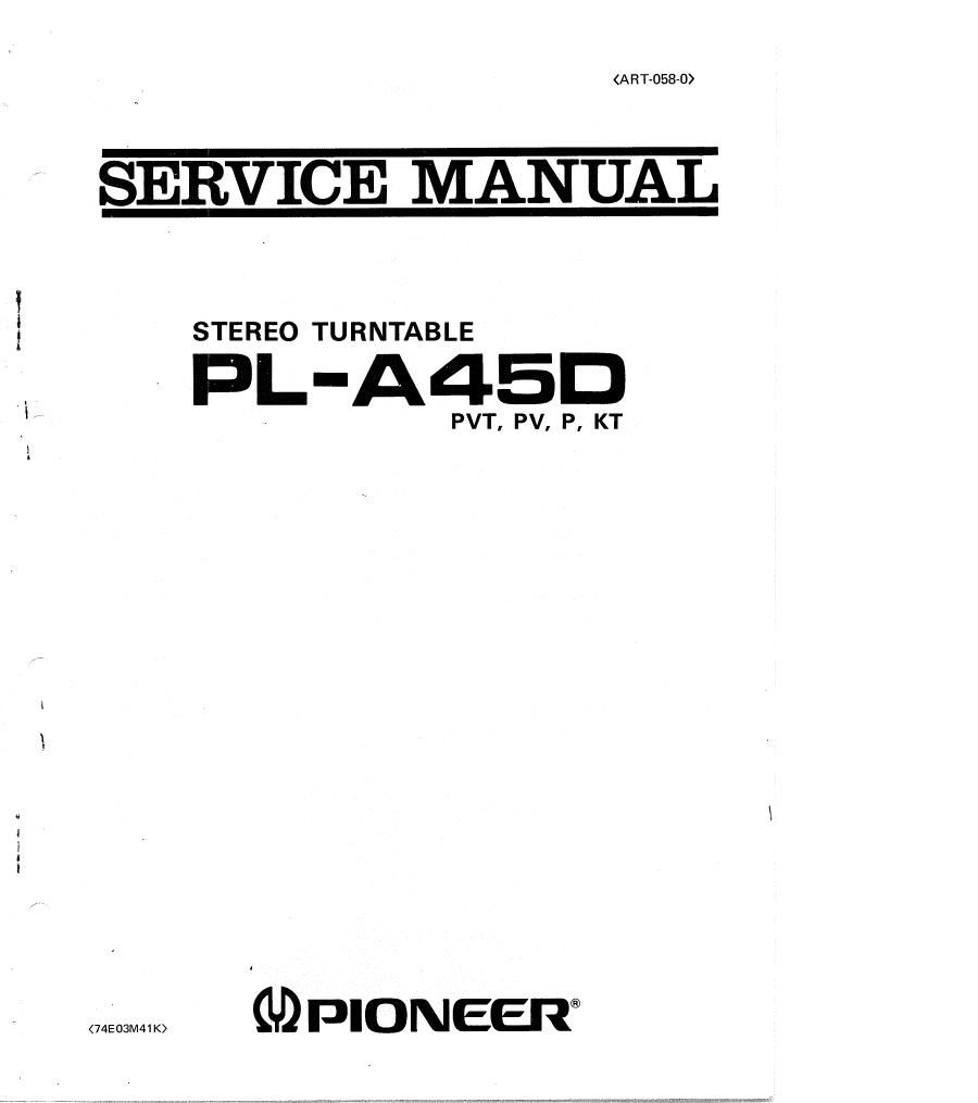 pioneer pla 45 d service manual