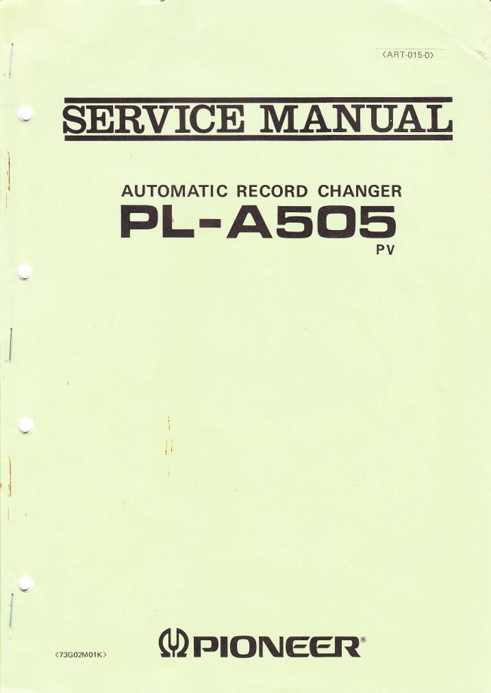 pioneer pla 505 service manual