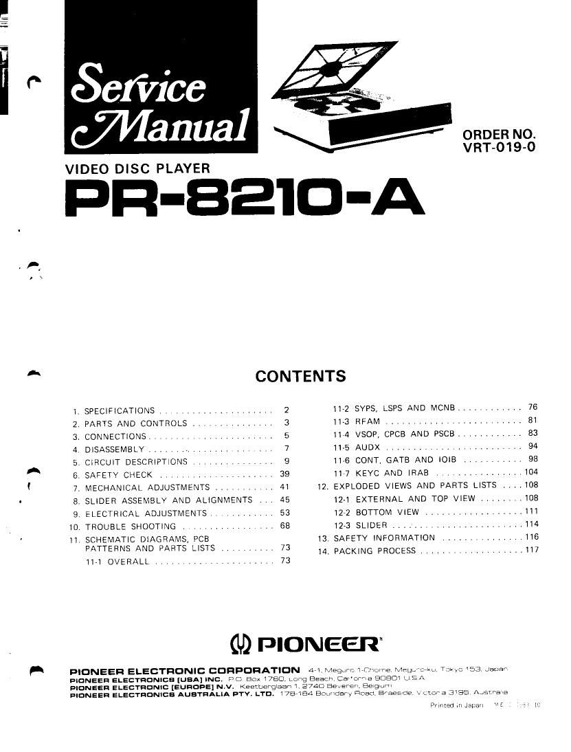 pioneer pr 8210 a service manual