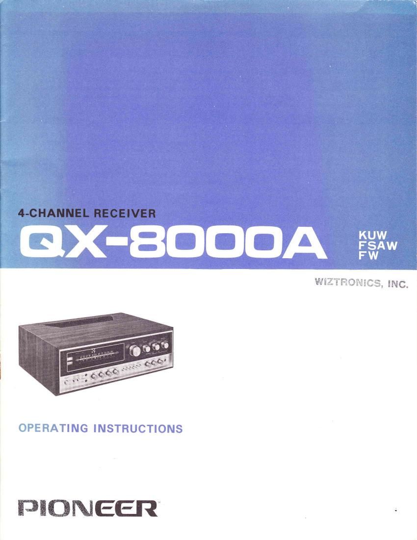 pioneer qx 8000 a owners manual