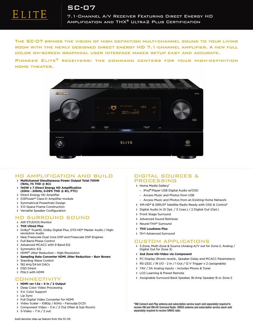 pioneer sc 07 brochure