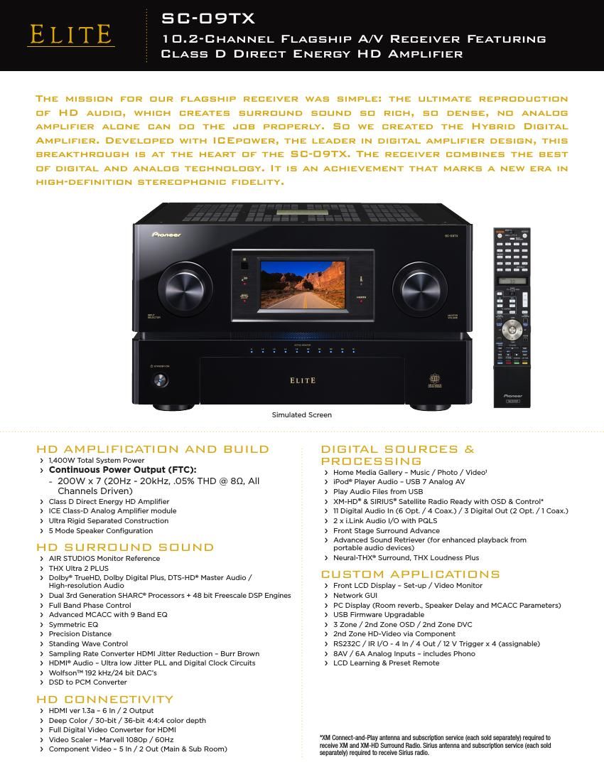 pioneer sc 09 tx brochure