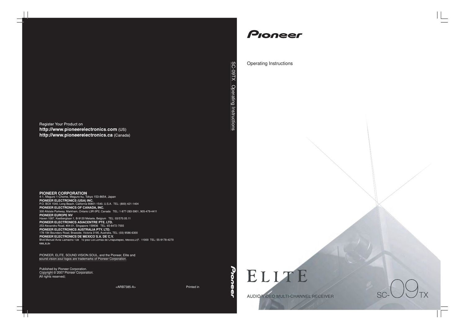 pioneer sc 09 tx owners manual