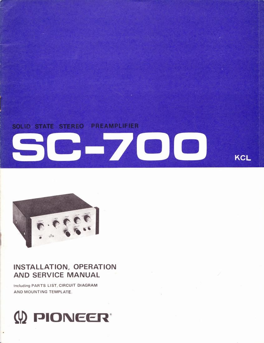 Pioneer SC 700 Owners Manual
