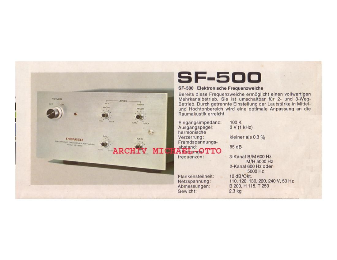 pioneer sf 500 brochure