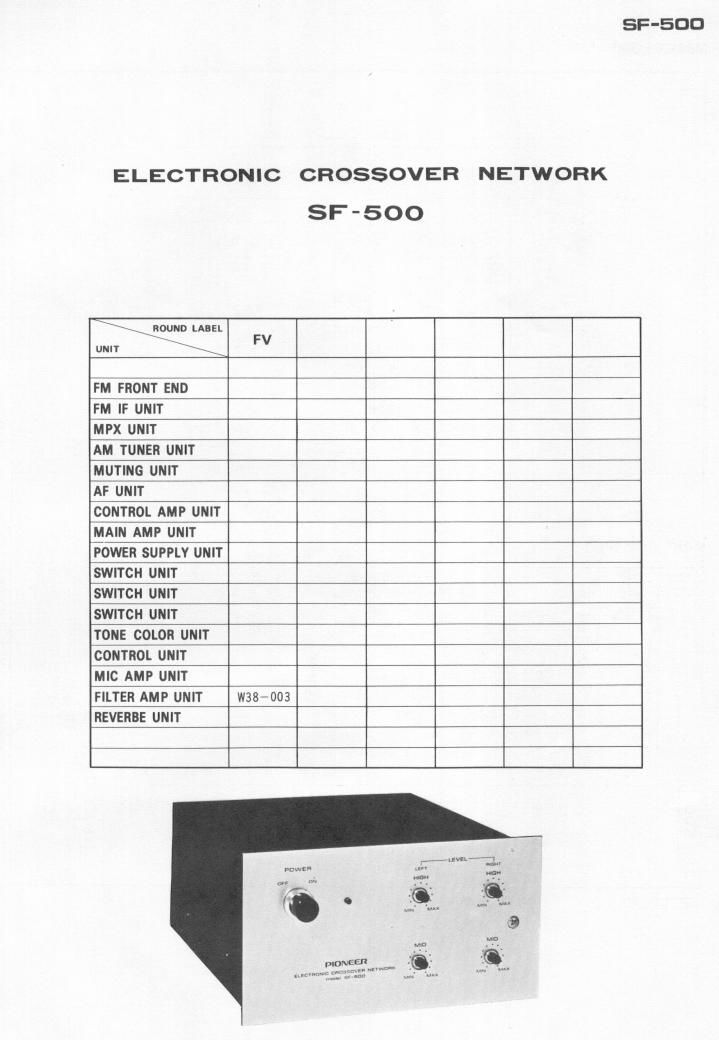 pioneer sf 500 schematic