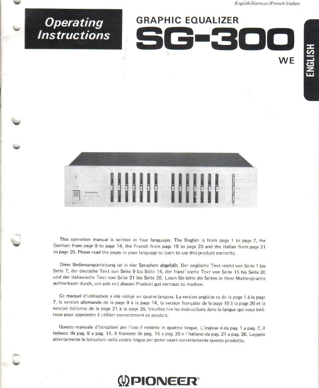 pioneer sg 300 owners manual