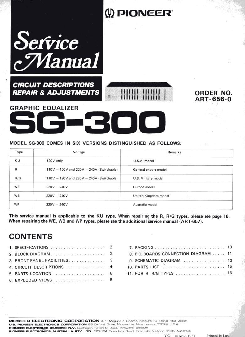 pioneer sg 300 service manual