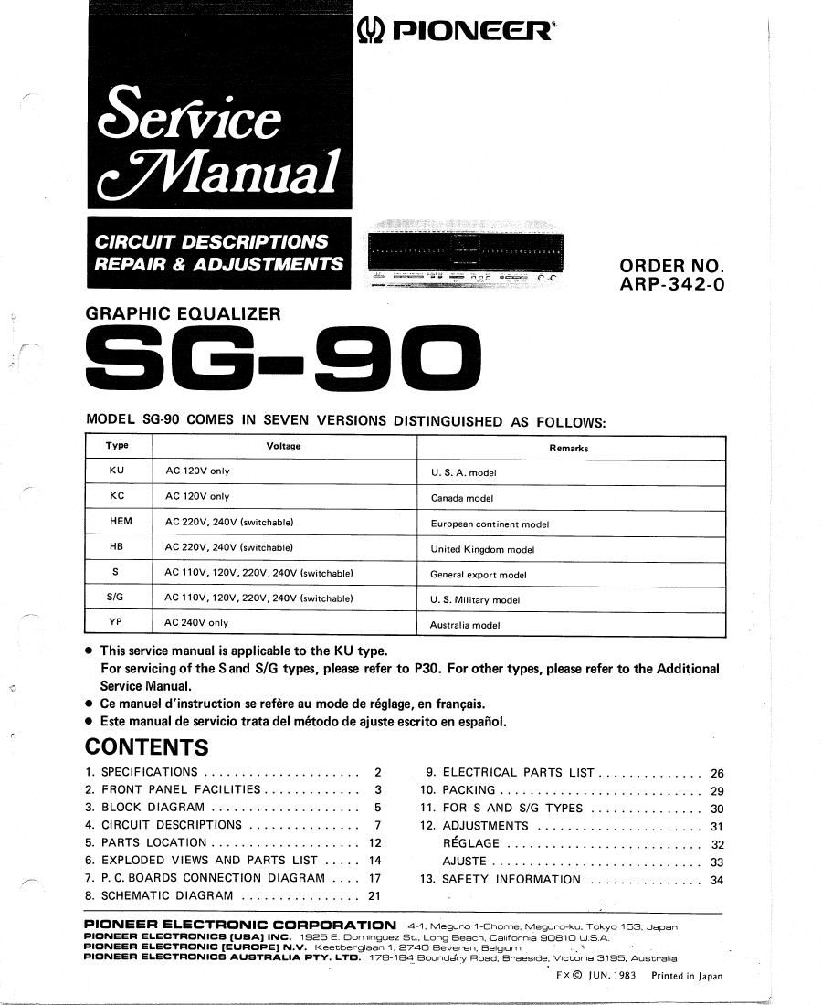 pioneer sg 90 service manual