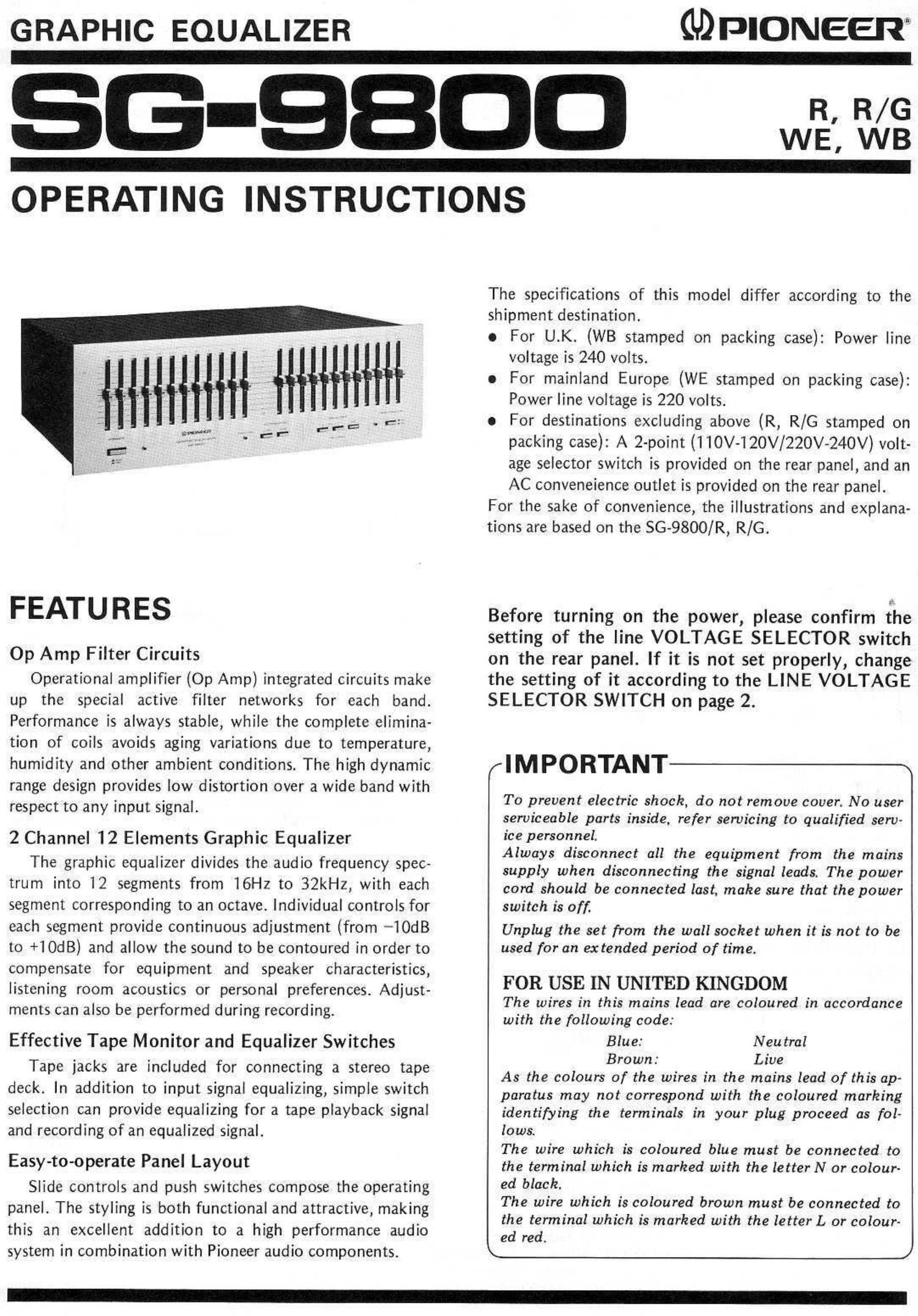 pioneer sg 9800 owners manual 2