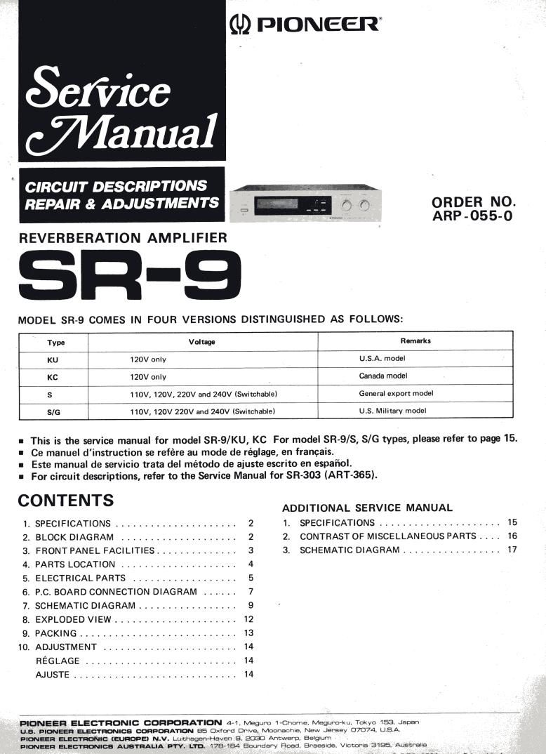 pioneer sr 9 service manual