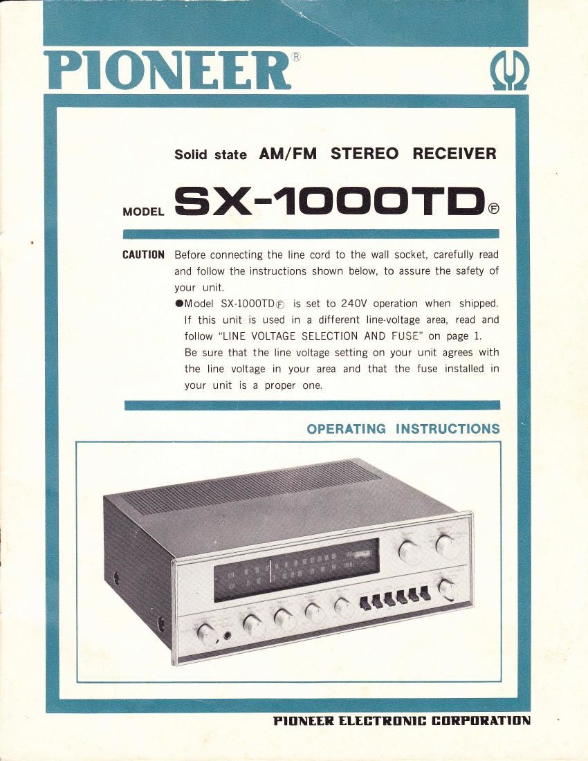 pioneer sx 1000 td owners manual