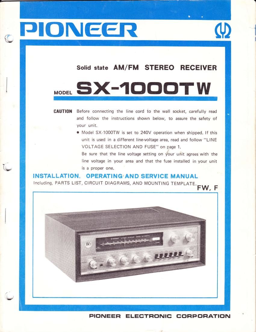 pioneer sx 1000 tw service manual