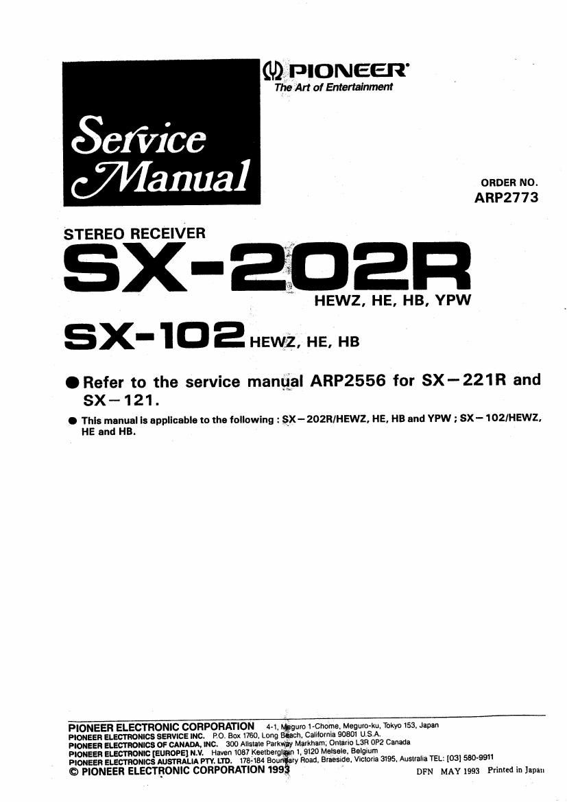 pioneer sx 102 service manual