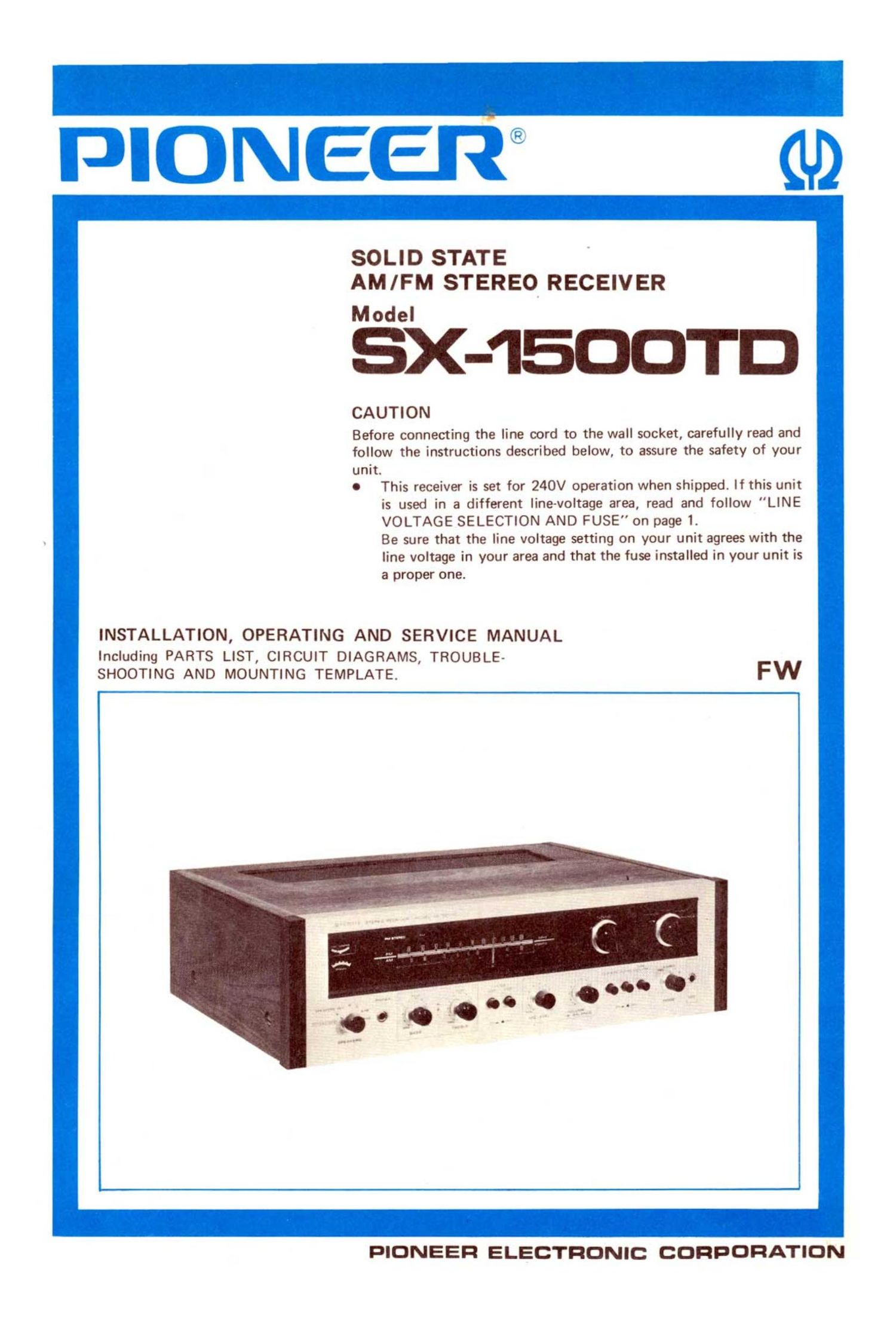 pioneer sx 1050 td service manual