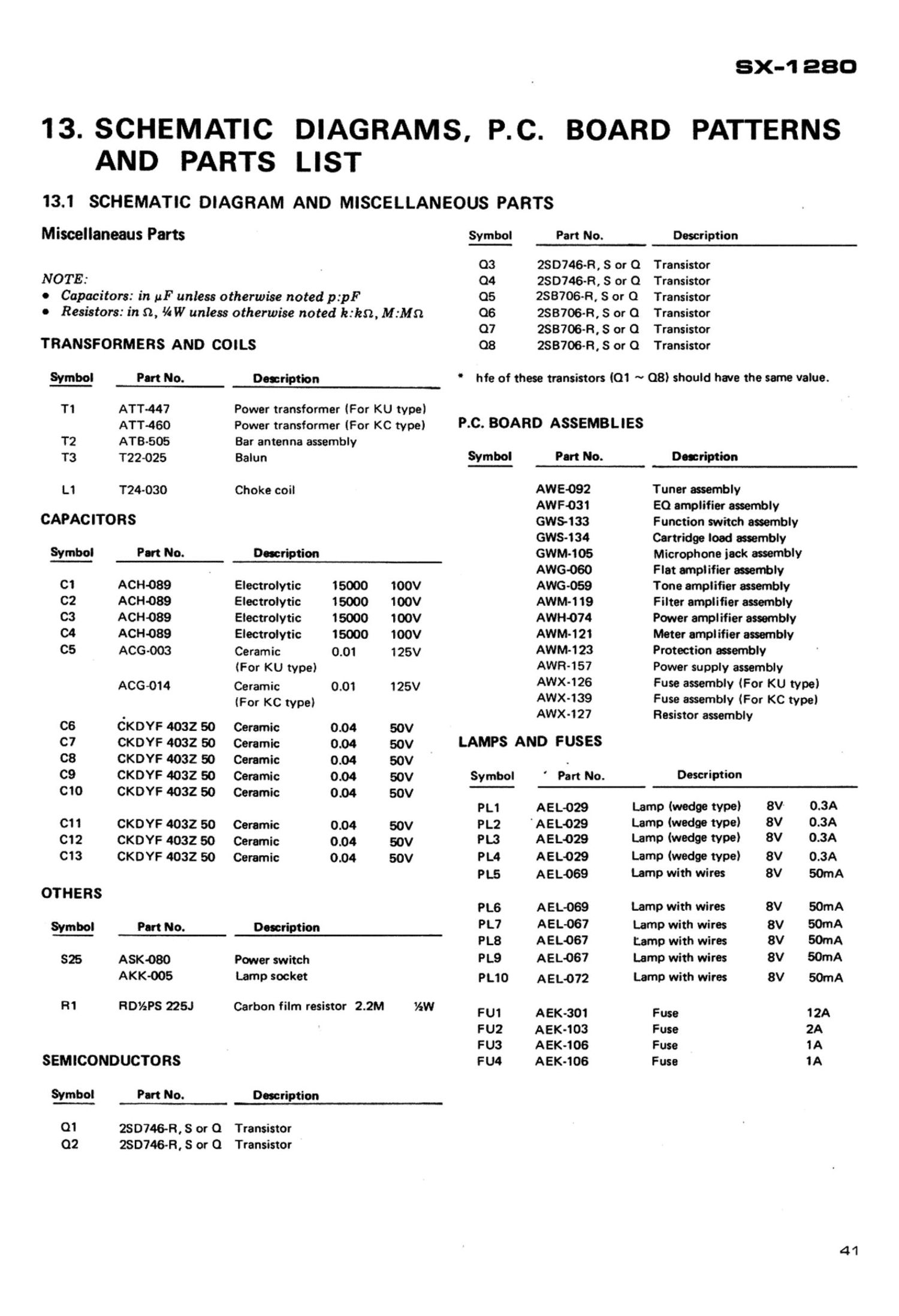 pioneer sx 1280 schematic