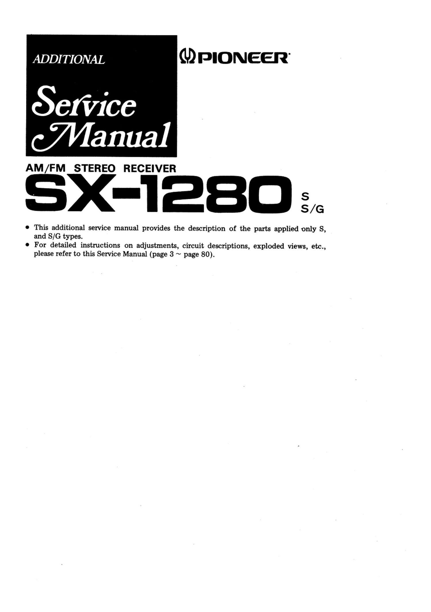pioneer sx 1280 service manual