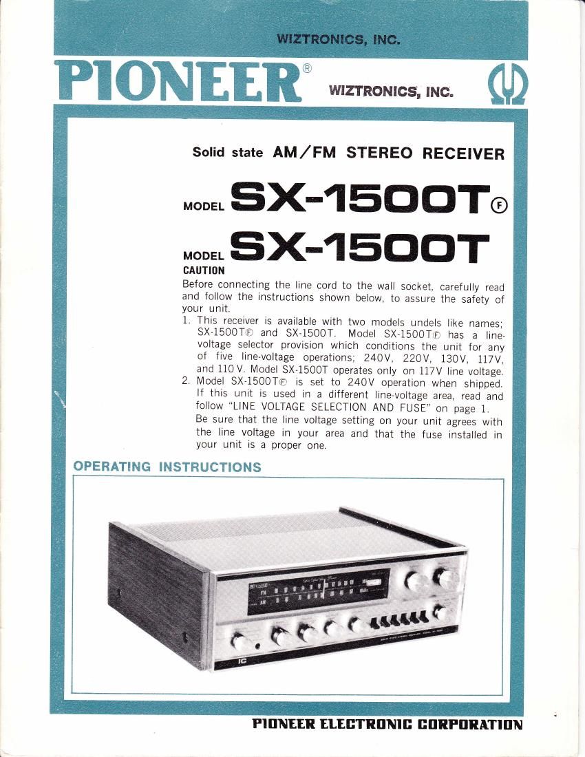 pioneer sx 1500 t owners manual