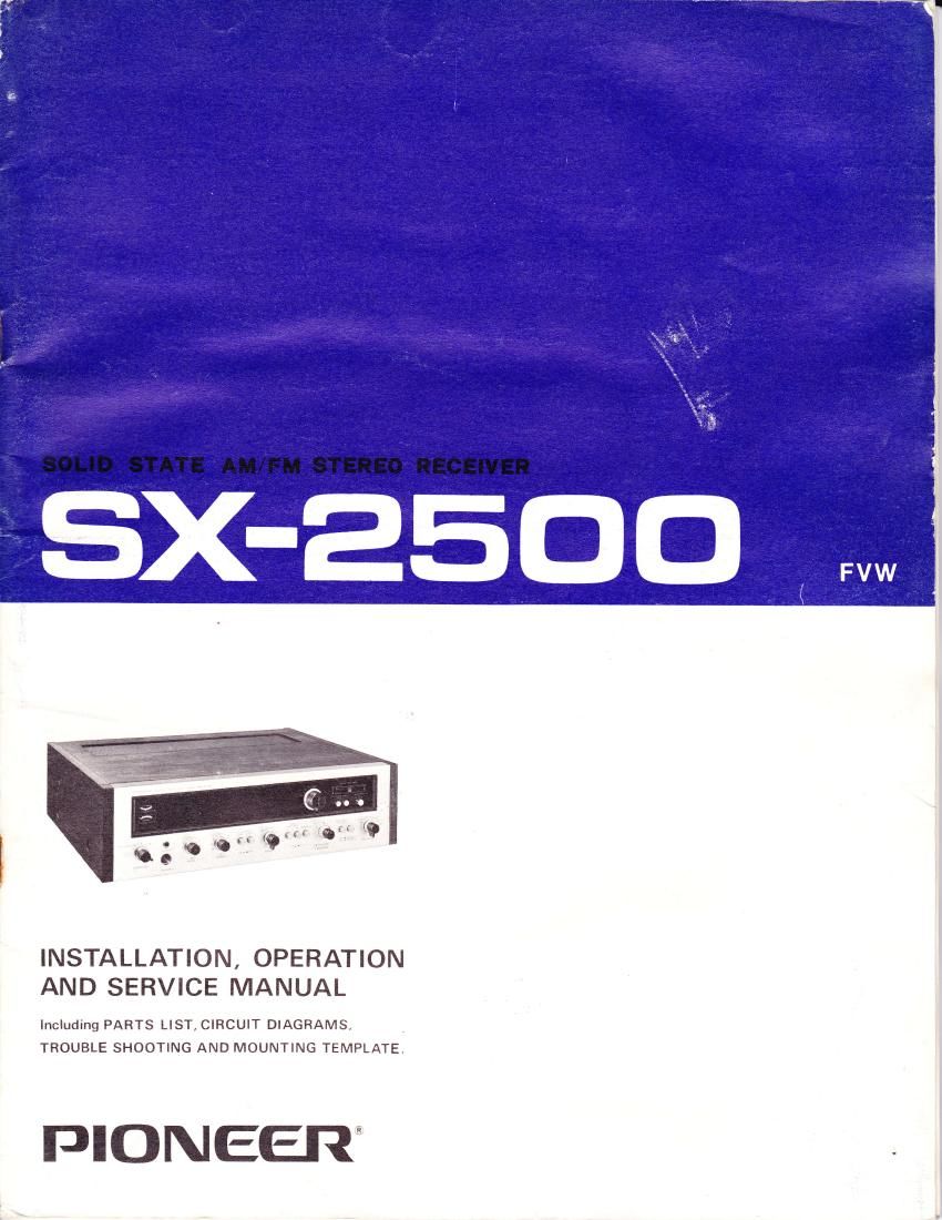 pioneer sx 2500 owners manual