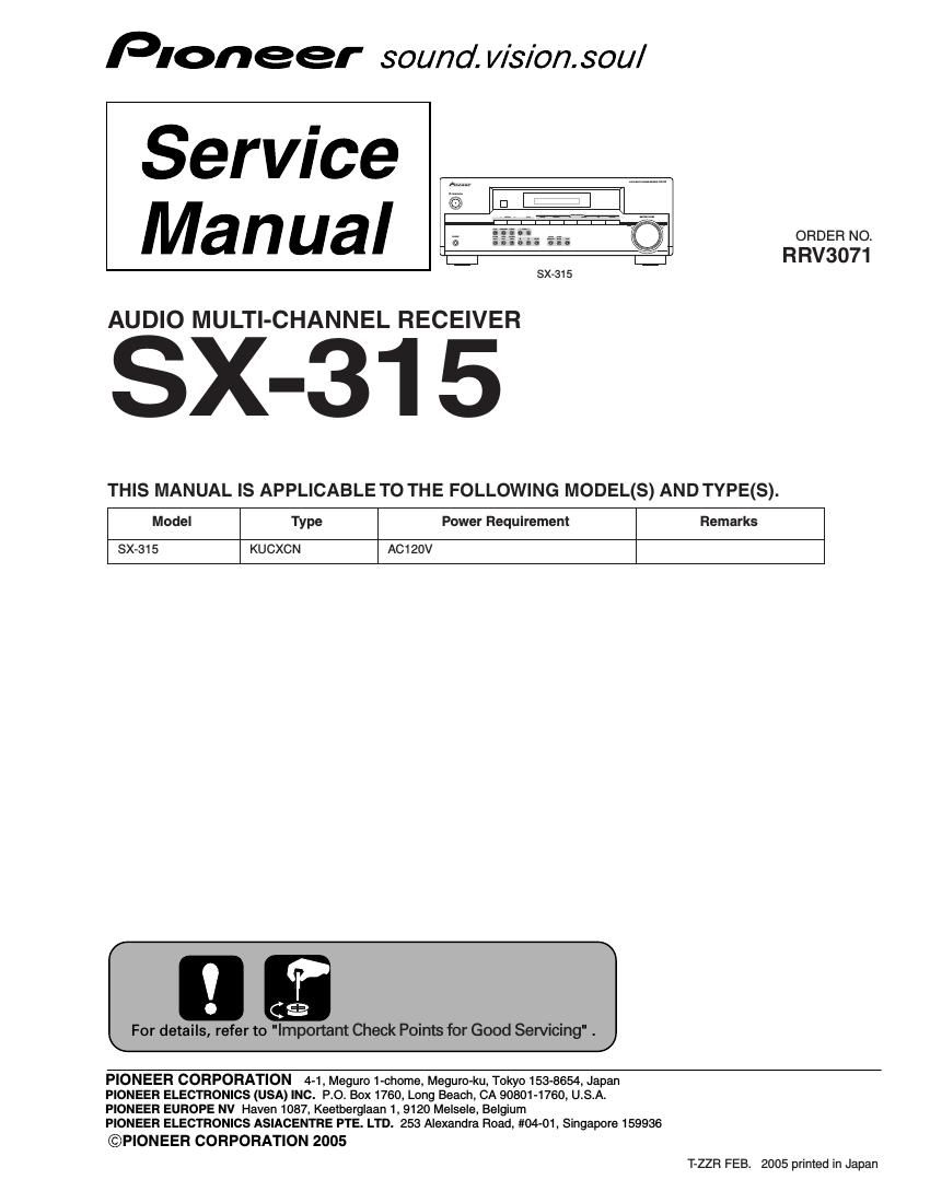 pioneer sx 315 service manual