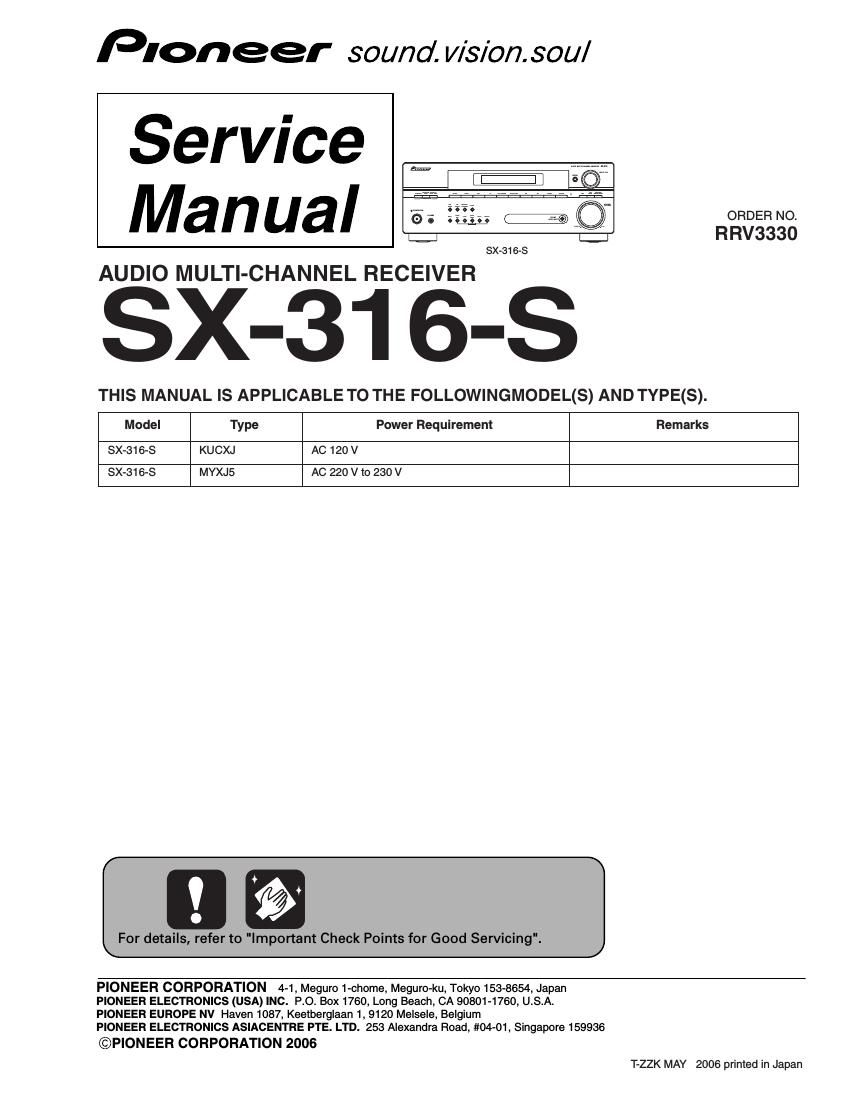 pioneer sx 316 s service manual