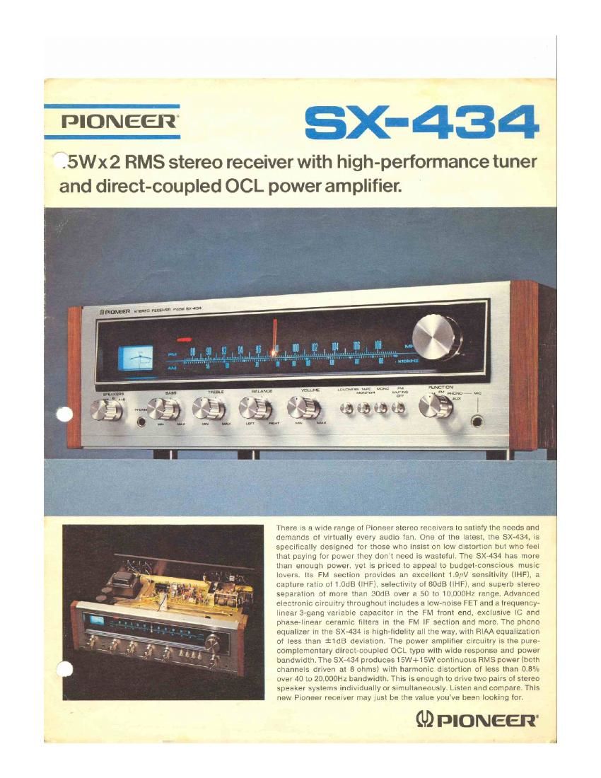 pioneer sx 434 brochure