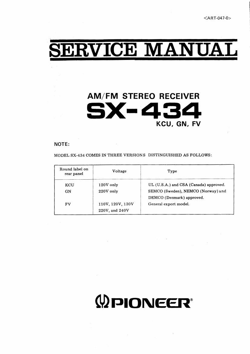 pioneer sx 434 service manual