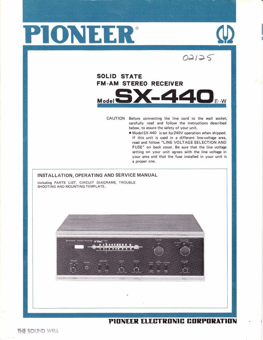 pioneer sx 440 service manual