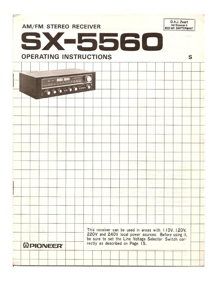 pioneer sx 5560 owners manual
