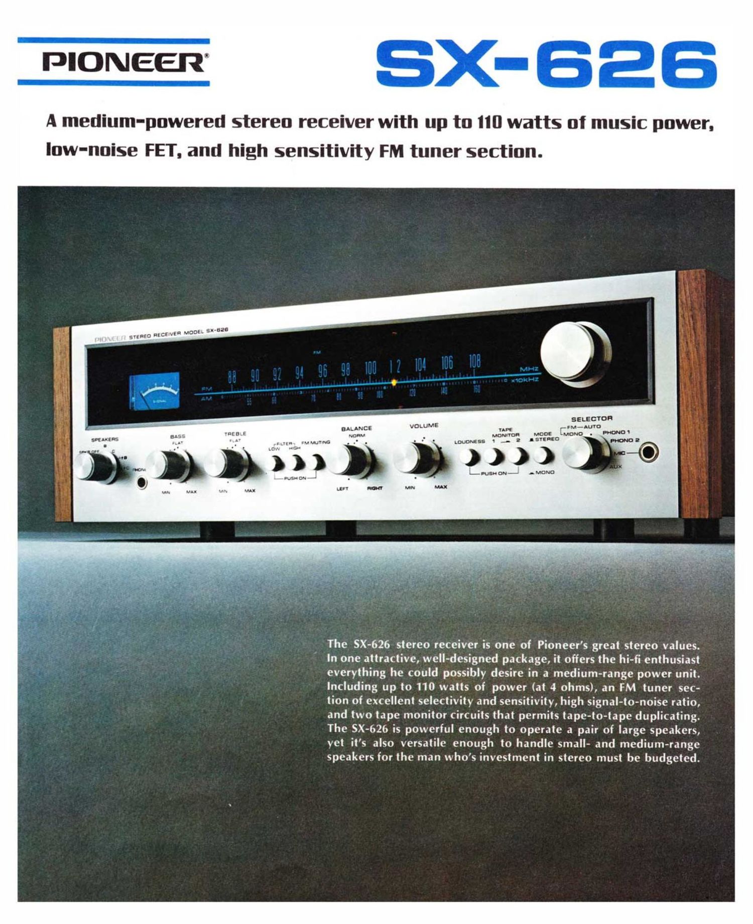 pioneer sx 626 brochure