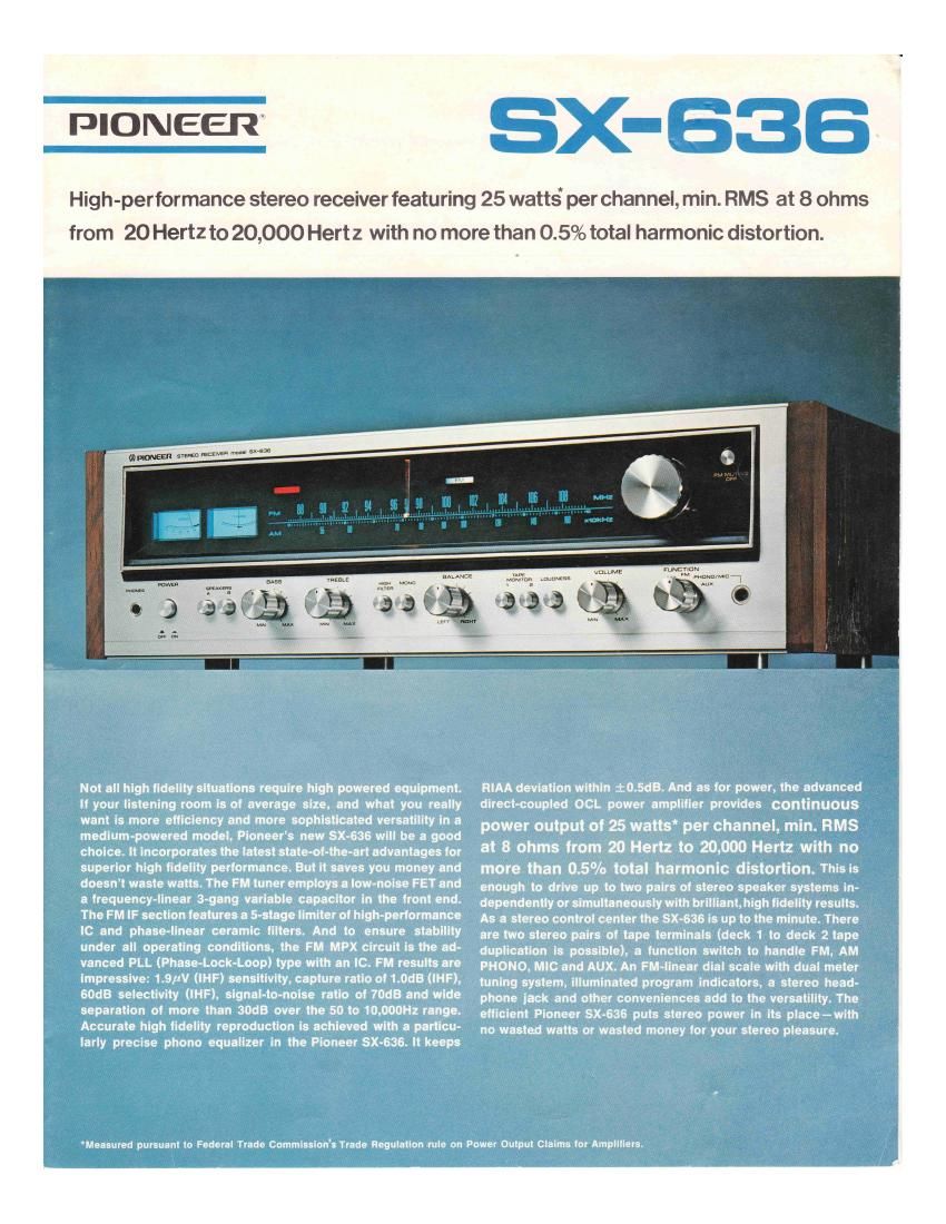 pioneer sx 636 brochure