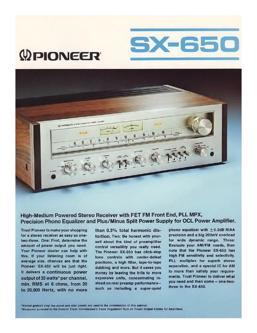 pioneer sx 650 brochure