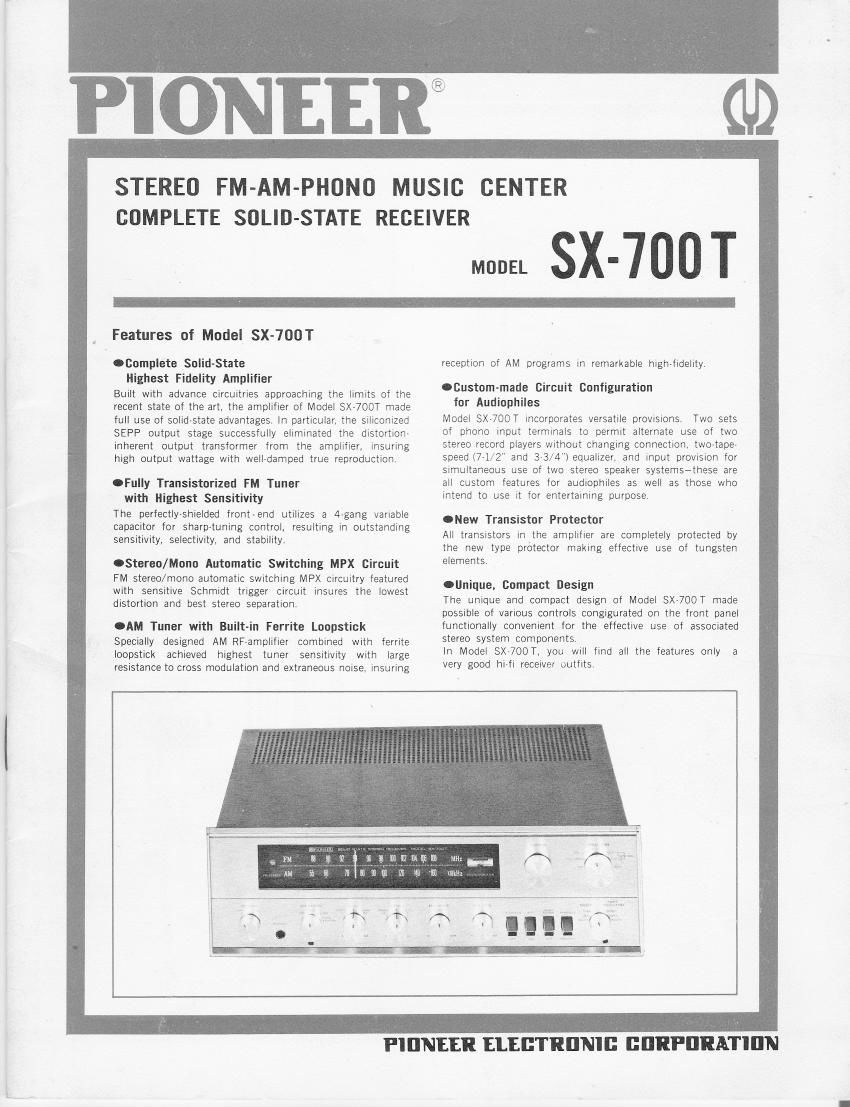 pioneer sx 700 t service manual