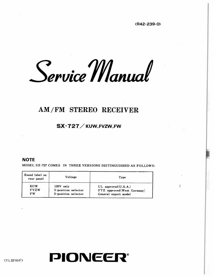 pioneer sx 727 service manual
